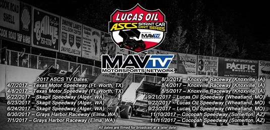 MAVTV Motorsports Network to Air 15 Lucas Oil ASCS Events in 2017