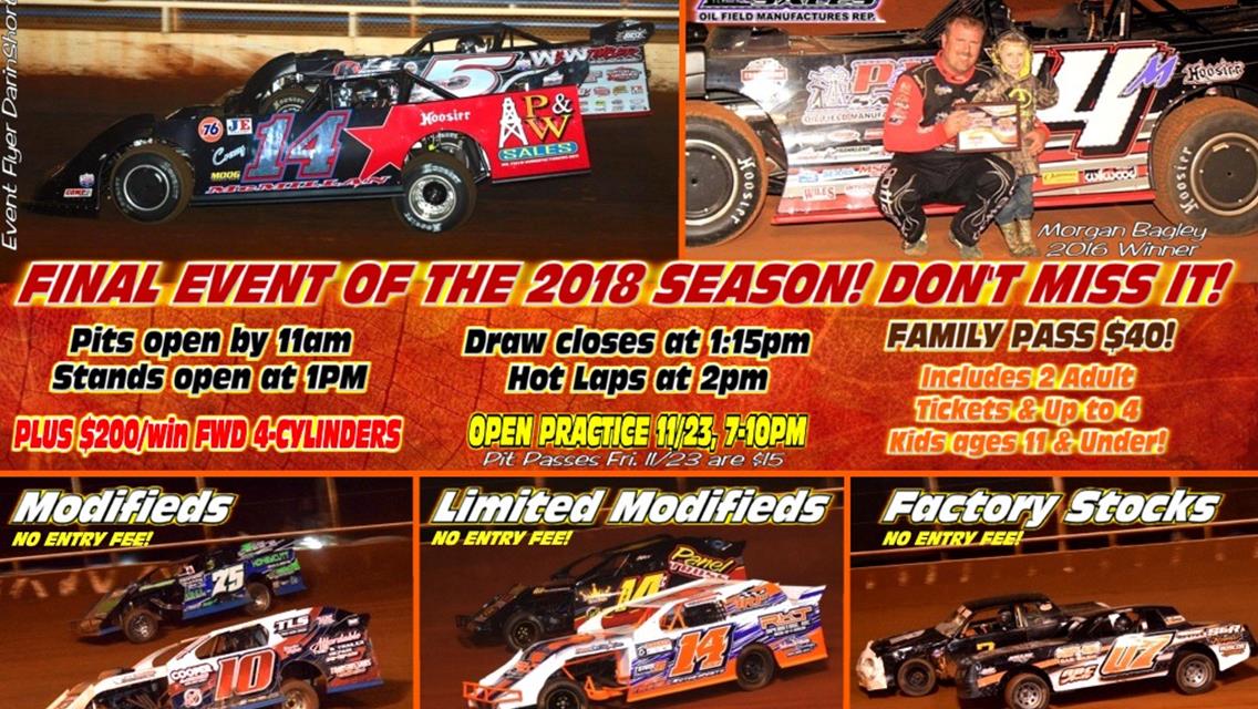 WHO COULD FORGET LAST YEAR’S EPIC LONESTAR TURKEY NATIONALS FEATURE?! $5,000/win TOPLESS SUPER LATE MODELS RETURN NOVEMBER 24th!