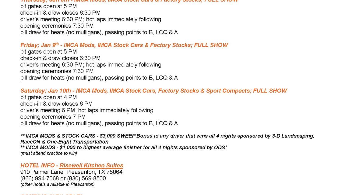 Texas Showdown RACE INFO!