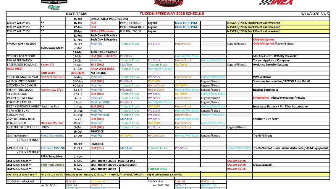 2026 Revised Team Schedule 4/8/26