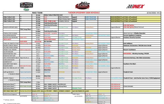 2026 Revised Team Schedule 4/8/26