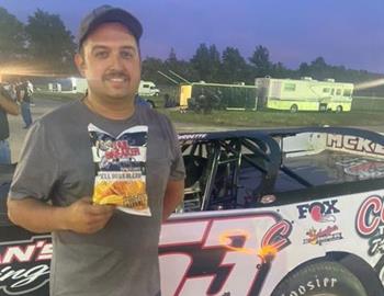 Colten Burdette stole a $5,000 payday with a last-lap pass at Limaland Motorsports Park on Friday, June 27. (Mike Campbell photo)